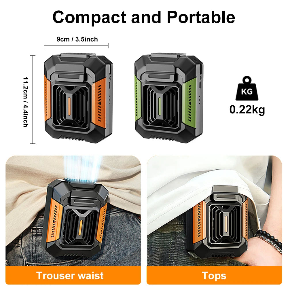 Portable Waist Fan – Powerful Rechargeable Belt Clip Fan with Adjustable Speeds & High RPM Airflow
