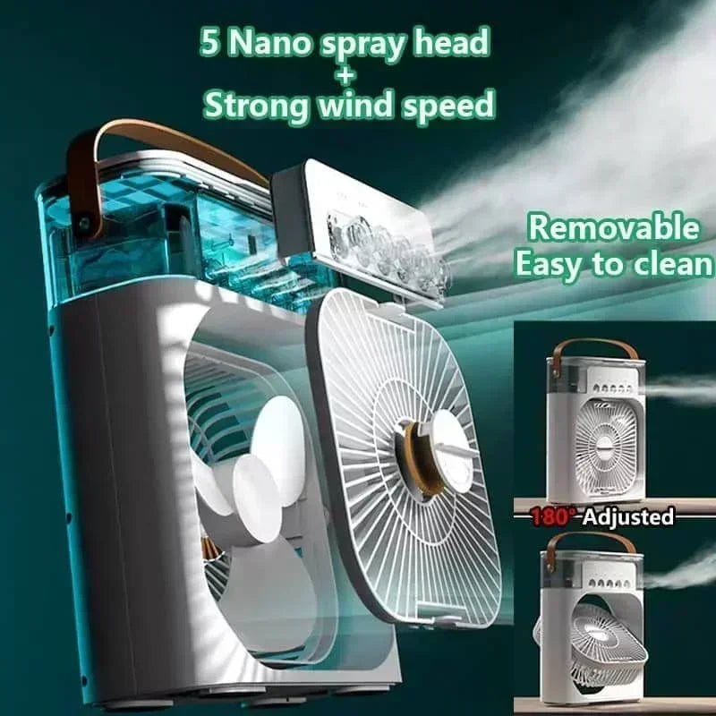 3-in-1 Desktop Cooler – Fan, Humidifier, LED