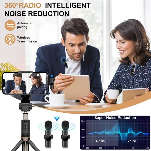 Wireless Lavalier Microphone – Bluetooth 5.0 Clip-On Mic for Android & iPhone | Real-Time Audio, Noise Reduction, Rechargeable