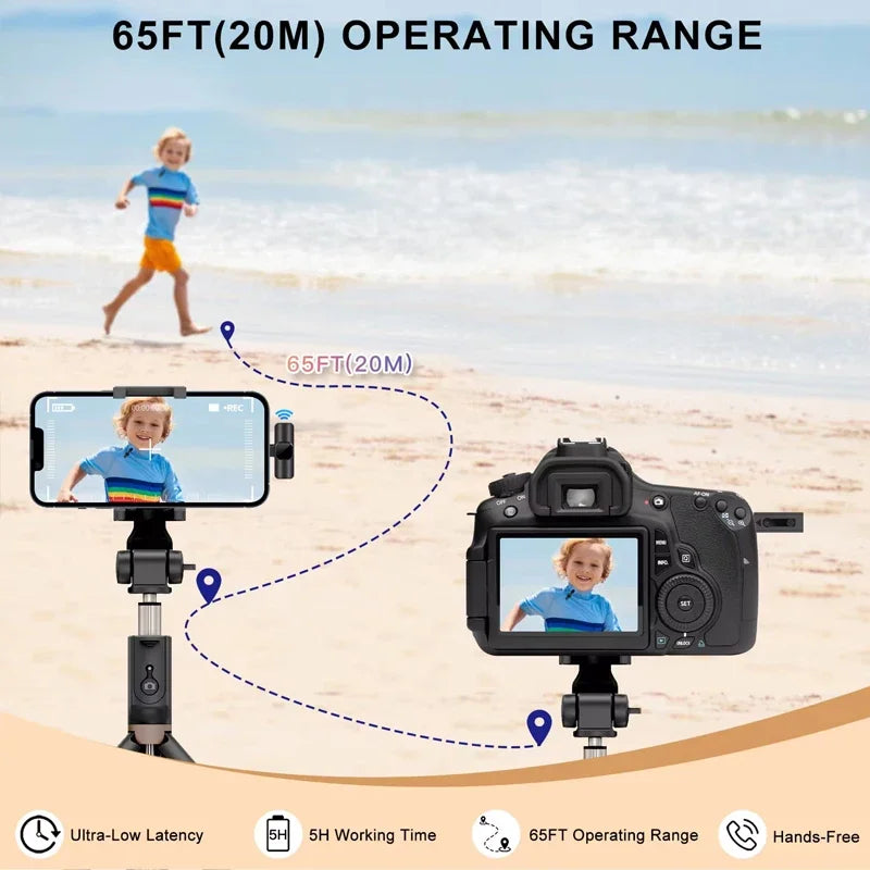Wireless Lavalier Microphone – Bluetooth 5.0 Clip-On Mic for Android & iPhone | Real-Time Audio, Noise Reduction, Rechargeable