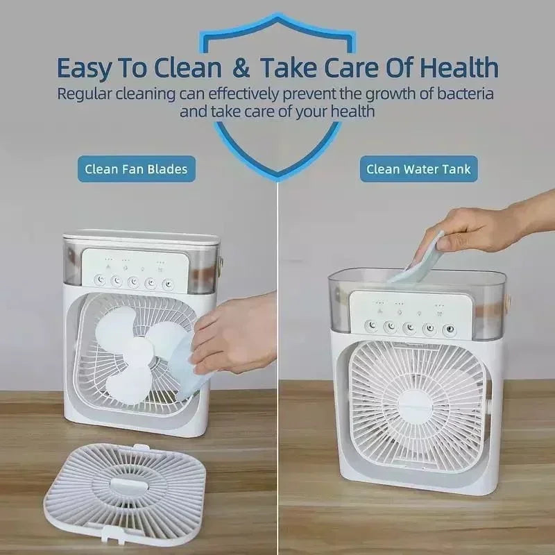3-in-1 Desktop Cooler – Fan, Humidifier, LED