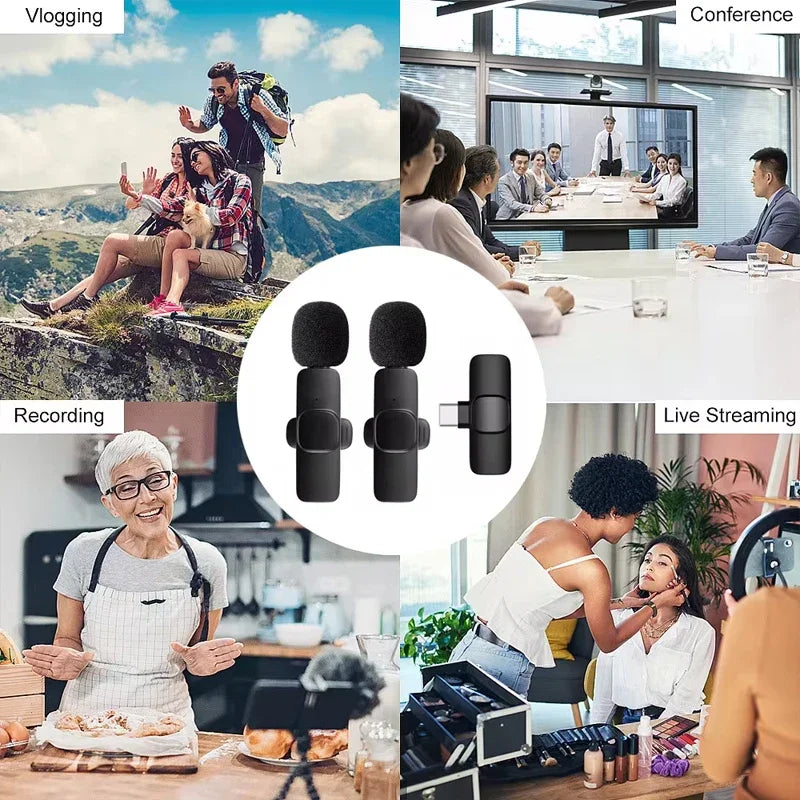 Wireless Lavalier Microphone – Bluetooth 5.0 Clip-On Mic for Android & iPhone | Real-Time Audio, Noise Reduction, Rechargeable