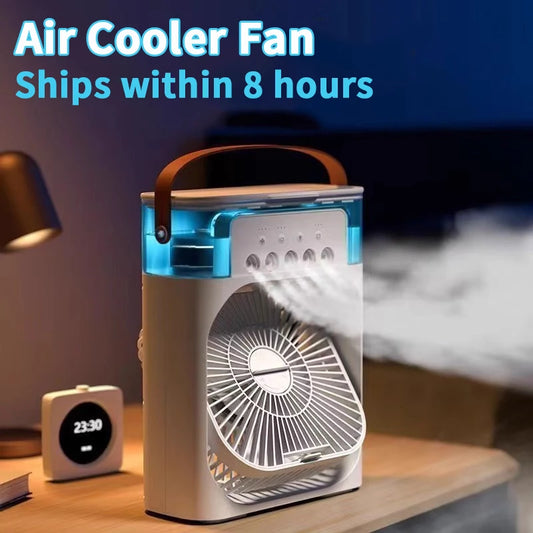 3-in-1 Desktop Cooler – Fan, Humidifier, LED